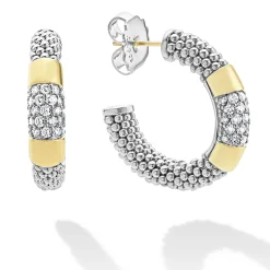 Shop Two-Tone Diamond Hoop Earrings Hoop Earrings