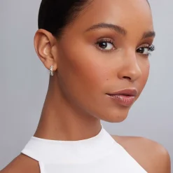 Outlet Two-Tone Diamond Huggie Earrings Diamonds