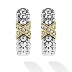 Outlet Two-Tone Diamond Huggie Earrings Diamonds