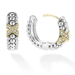 Online Two-Tone Diamond Huggie Earrings Two-Tone