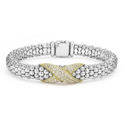 Flash Sale Two-Tone Diamond X Caviar Bracelet | 9Mm Diamonds