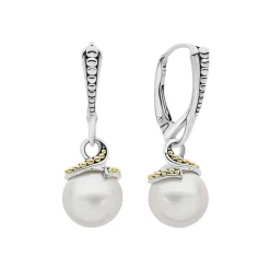 Discount Two-Tone Drop Pearl Earrings Drop Earrings