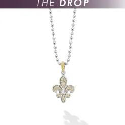 Best Sale Two-Tone Fleur De Lis Diamond Pendant Necklace Diamonds