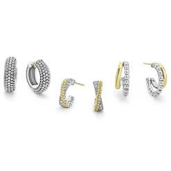 Online Two-Tone Huggie Earring Gift Set Stacking Rings