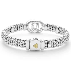 Hot Two-Tone Interlocking Diamond Caviar Bracelet | 9Mm Diamonds