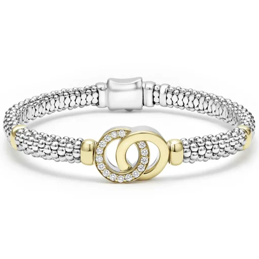 Outlet Two-Tone Interlocking Diamond Caviar Bracelet | 6Mm Diamonds