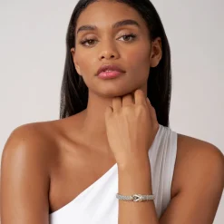 Store Two-Tone Knot Caviar Diamond Bracelet | 9Mm Diamonds