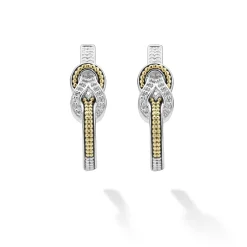Best Sale Two-Tone Knot Diamond Half Hoop Earring Two-Tone
