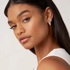 Outlet Two-Tone Knot Diamond Half Hoop Earring Diamonds