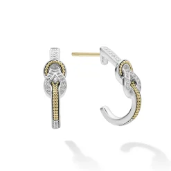 Outlet Two-Tone Knot Diamond Half Hoop Earring Diamonds