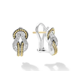 Online Two-Tone Knot Diamond Huggie Earrings Huggie Earrings