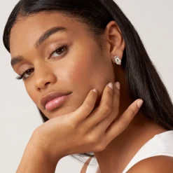 Online Two-Tone Knot Diamond Huggie Earrings Huggie Earrings