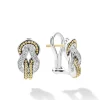 Cheap Two-Tone Knot Diamond Huggie Earrings Diamonds