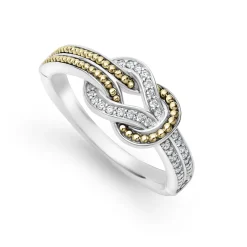 Cheap Two-Tone Knot Diamond Ring Caviar Rings