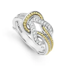 Shop Two-Tone Knot Diamond Ring Diamonds