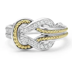 Shop Two-Tone Knot Diamond Ring Diamonds