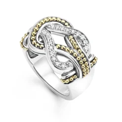 Clearance Two-Tone Knot Diamond Statement Ring Diamonds