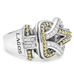 Clearance Two-Tone Knot Diamond Statement Ring Diamonds