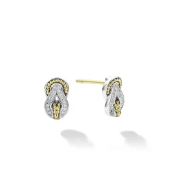 Discount Two-Tone Knot Diamond Stud Earrings Two-Tone