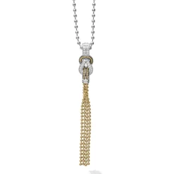 Outlet Two-Tone Knot Diamond Tassel Pendant Necklace Two-Tone