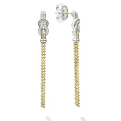 Fashion Two-Tone Knot Diamond Tassel Earring Diamonds