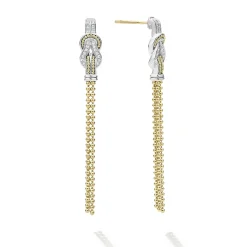 Hot Two-Tone Knot Diamond Tassel Earring Two-Tone