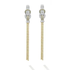 Hot Two-Tone Knot Diamond Tassel Earring Two-Tone