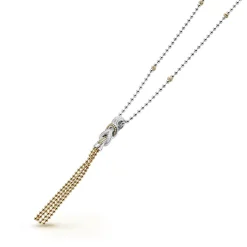 Online Two-Tone Knot Diamond Tassel Pendant Necklace Diamonds
