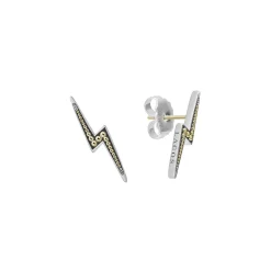 Discount Two-Tone Lightning Bolt Stud Earrings Two-Tone