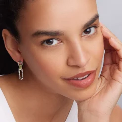 Hot Two-Tone Link Drop Earrings Two-Tone