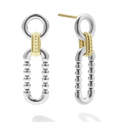 Hot Two-Tone Link Drop Earrings Two-Tone