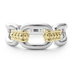 New Two-Tone Link Ring Caviar Rings