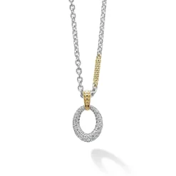 Cheap Two-Tone Oval Diamond Pendant Necklace Two-Tone