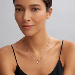 Cheap Two-Tone Oval Diamond Pendant Necklace Two-Tone