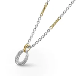 Cheap Two-Tone Oval Diamond Pendant Necklace Two-Tone