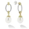 Sale Two-Tone Oval Drop Pearl Earrings Two-Tone