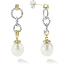 Sale Two-Tone Pearl Circle Drop Earrings Two-Tone