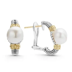 Cheap Two-Tone Pearl Huggie Earrings Huggie Earrings