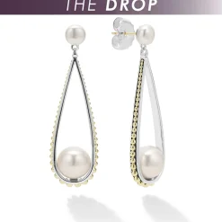 Best Two-Tone Pearl Tear Drop Earrings Pearl