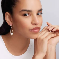 Best Two-Tone Pearl Tear Drop Earrings Pearl