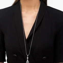 Cheap Two-Tone Queen Pendant Necklace Long Necklaces