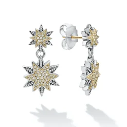 Online Two-Tone Star Diamond Drop Earrings Diamonds