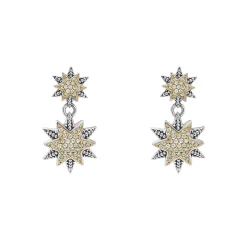 Discount Two-Tone Star Diamond Drop Earrings Two-Tone