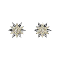Hot Two-Tone Star Diamond Earrings Two-Tone