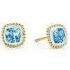 Flash Sale Two-Tone Swiss Blue Topaz Stud Earrings Gemstones