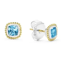 Flash Sale Two-Tone Swiss Blue Topaz Stud Earrings Gemstones