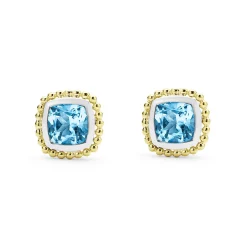 Flash Sale Two-Tone Swiss Blue Topaz Stud Earrings Gemstones