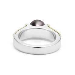 Fashion Two-Tone Tahitian Black Pearl Ring Two-Tone