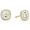 Discount Two-Tone White Topaz Stud Earrings Two-Tone
