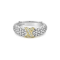 Clearance Two-Tone X Caviar Diamond Ring Caviar Rings